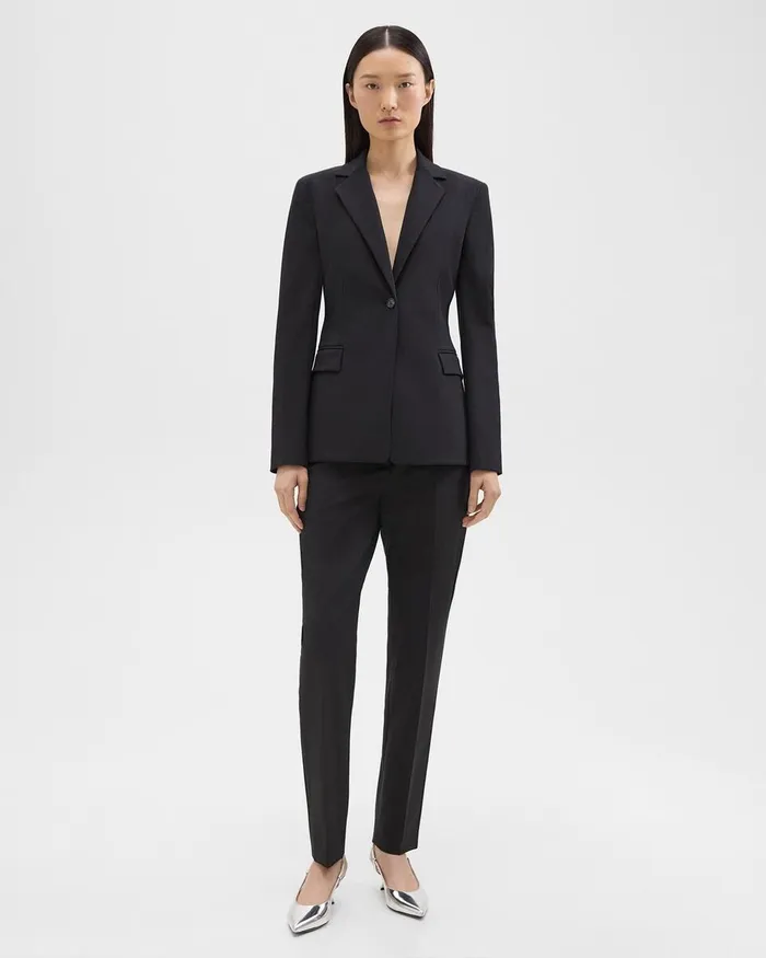 Women Theory Blazers Jackets Sculpted Blazer In Stretch CottonBlend Black