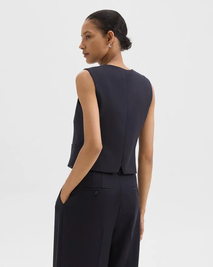Women Theory Blazers Jackets Slim Vest In Sleek Flannel Navy