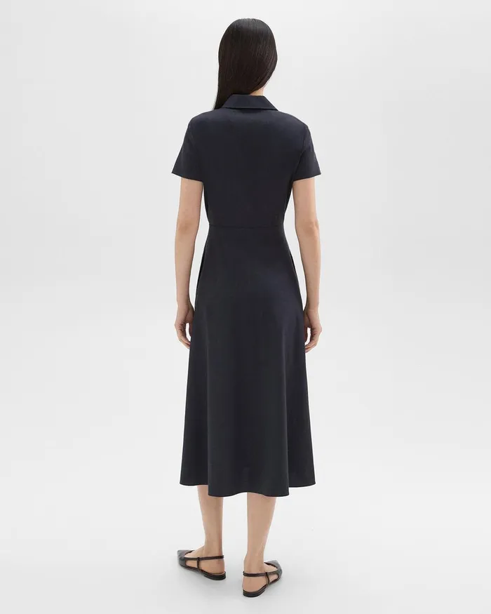Women Theory Dresses Midi Shirt Dress In Good Linen Concord