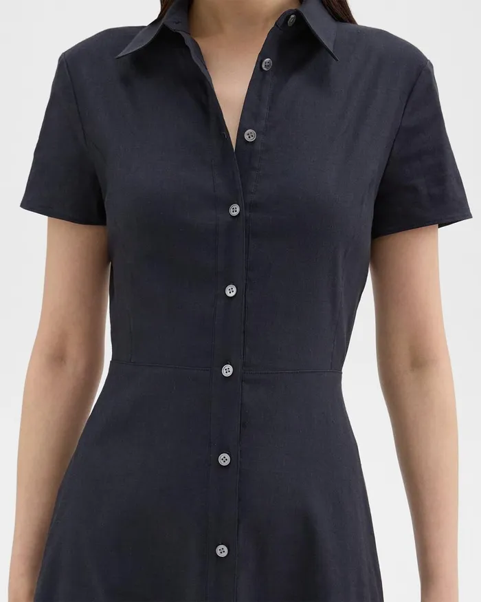 Women Theory Dresses Midi Shirt Dress In Good Linen Concord