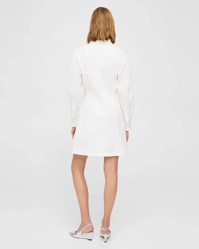 Women Theory Dresses Mini Shirt Dress In Stretch Cotton White