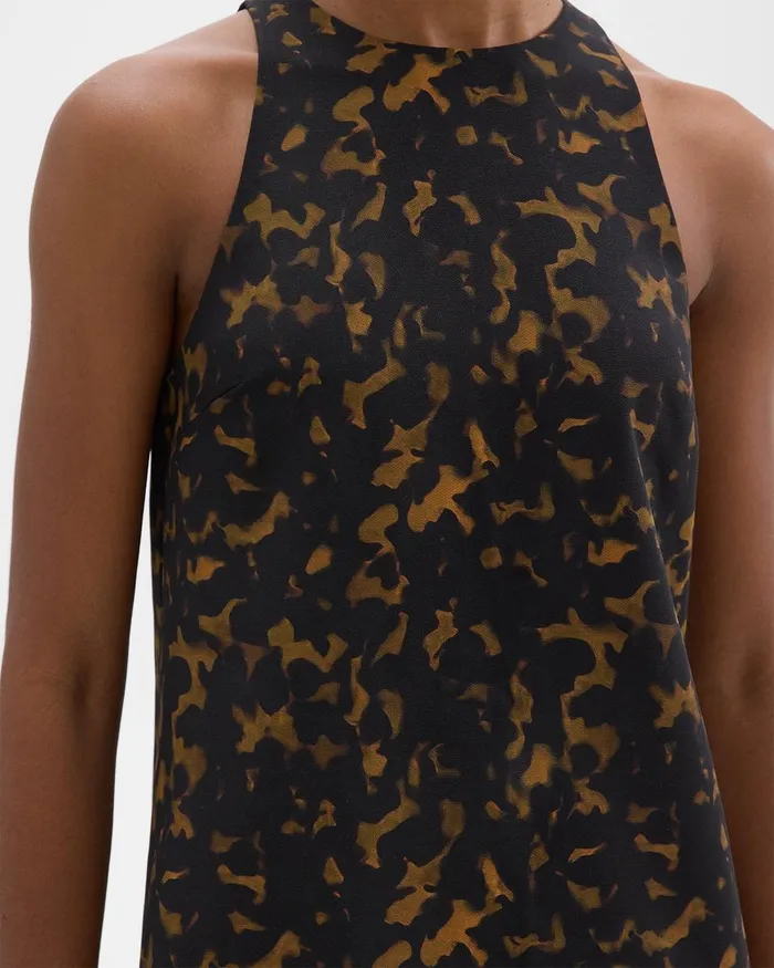 Women Theory Dresses Shift Dress In Tortoiseshell Printed Crepe Dark Brown Multi