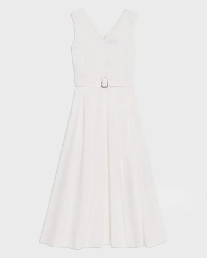 Women Theory Dresses VNeck Volume Dress In Good Linen White