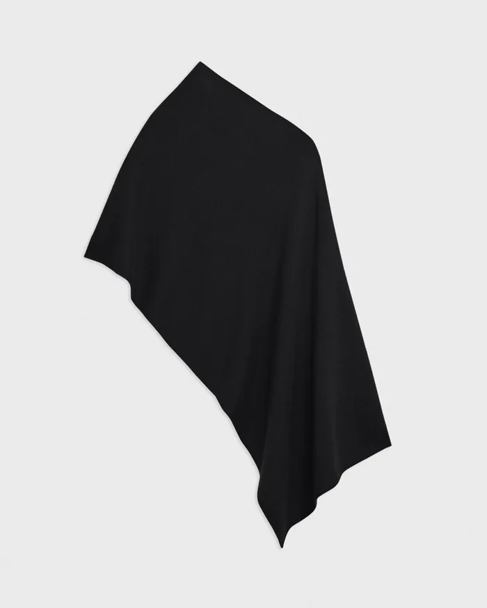Women Theory Hats Gloves Scarves Draped Poncho In Felted WoolCashmere Black