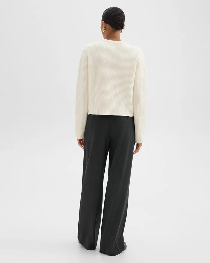 Women Theory Pants Double Pleat Pant In Sleek Flannel New Charcoal Melange