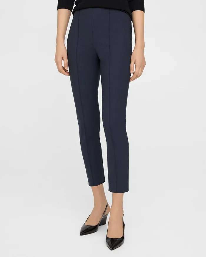 Women Theory Pants Pintucked Slim Pant In Good Wool Nocturne Navy