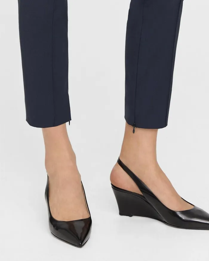 Women Theory Pants Pintucked Slim Pant In Good Wool Nocturne Navy
