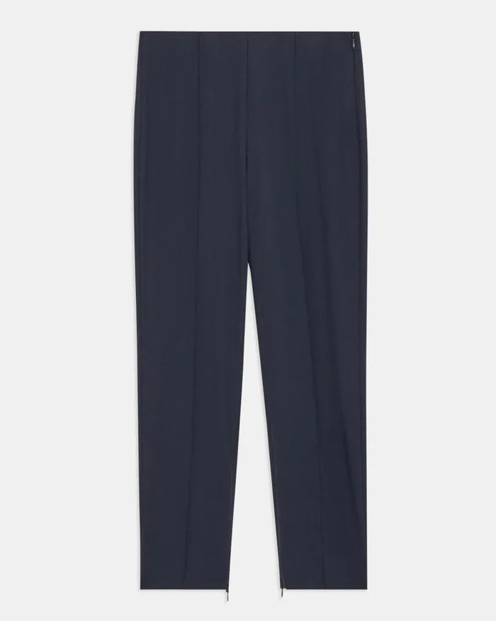 Women Theory Pants Pintucked Slim Pant In Good Wool Nocturne Navy