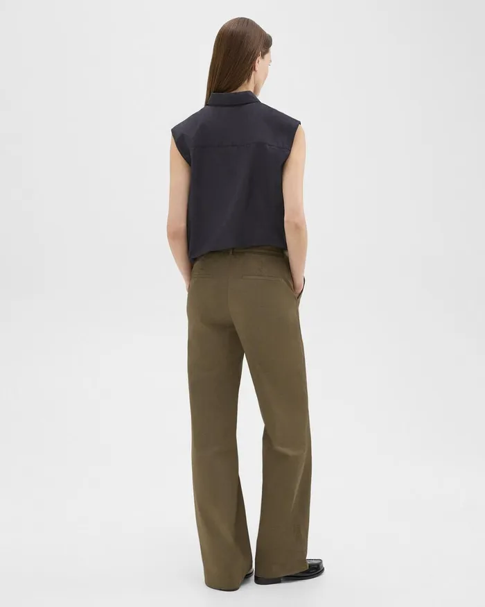 Women Theory Pants StraightLeg Pant In Organic Cotton Dark Olive