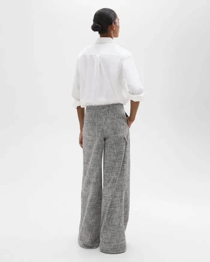 Women Theory Pants WideLeg Carpenter Pant In Canvas Tweed Black Multi