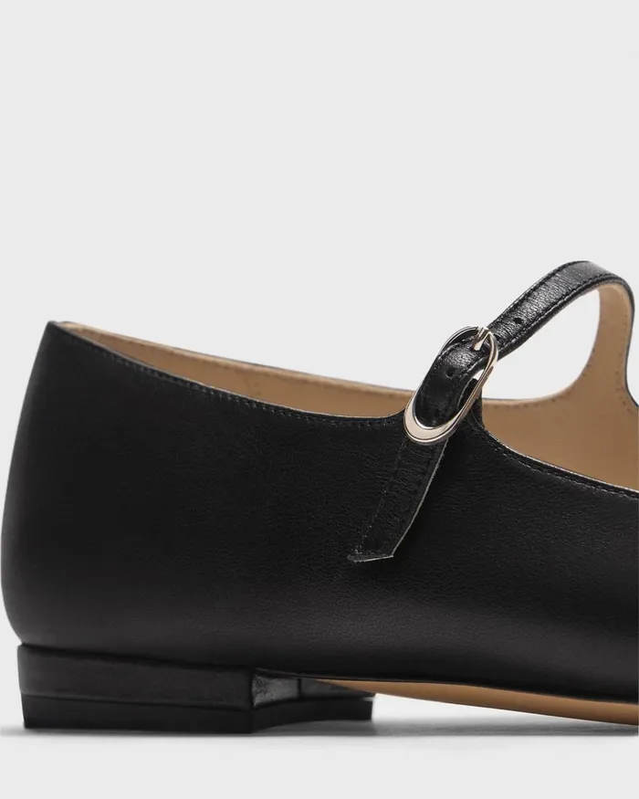 Women Theory Shoes Mary Jane Ballerina Flat In Leather Black