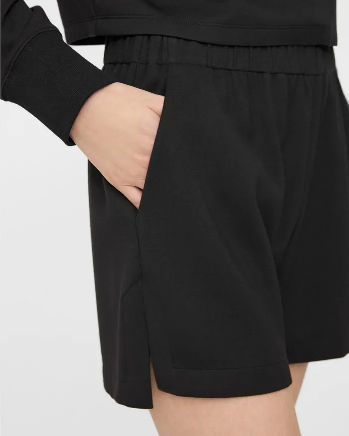 Women Theory Shorts Mini PullOn Short In DoubleKnit Jersey Black