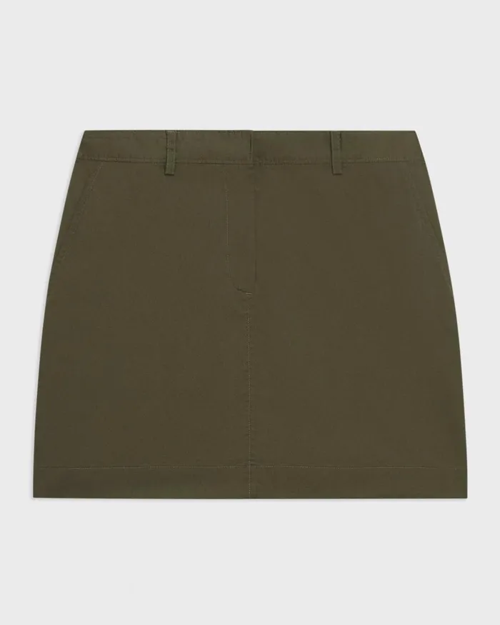 Women Theory Skirts Mini Trouser Skirt In Organic Cotton Dark Olive