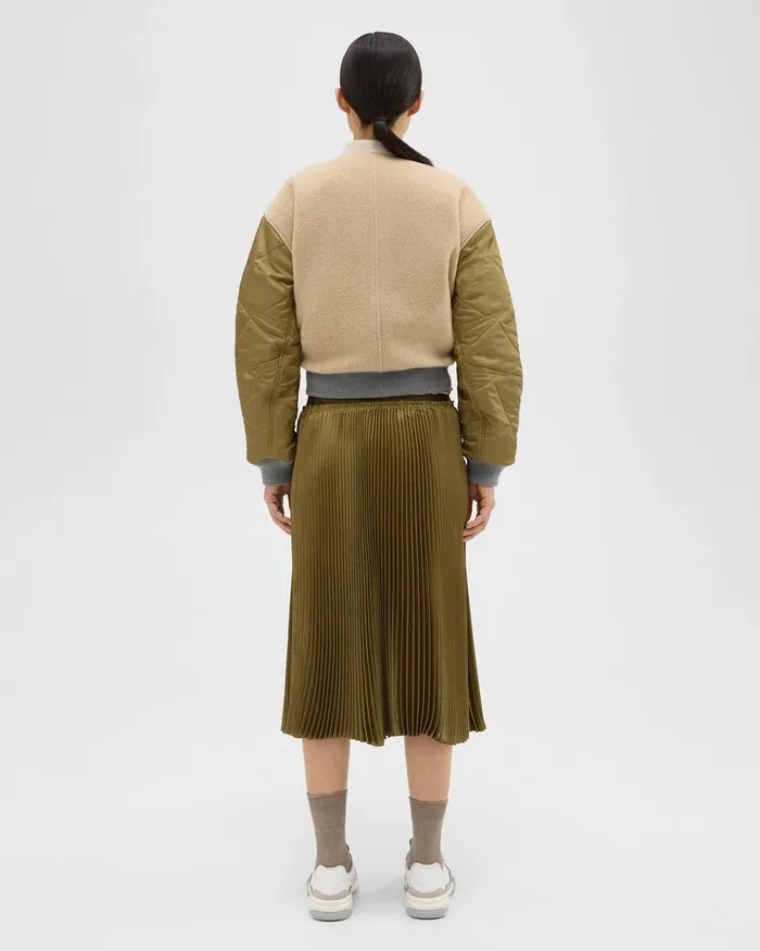 Women Theory Skirts Pleated Crinkle Twill Skirt Olive