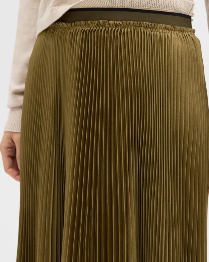 Women Theory Skirts Pleated Crinkle Twill Skirt Olive