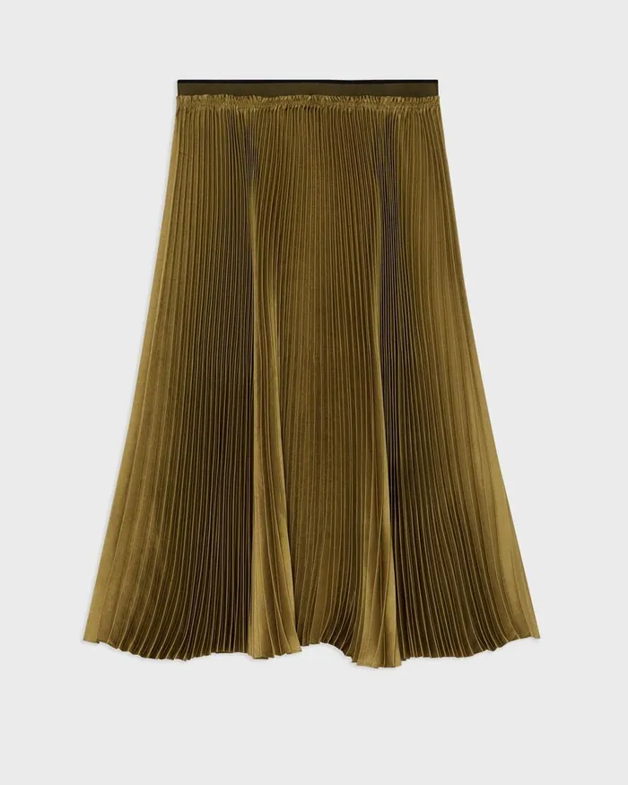Women Theory Skirts Pleated Crinkle Twill Skirt Olive