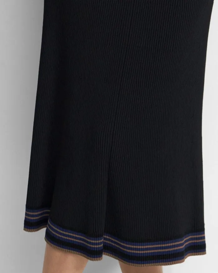 Women Theory Skirts PullOn Midi Skirt In Rib Knit Black Multi