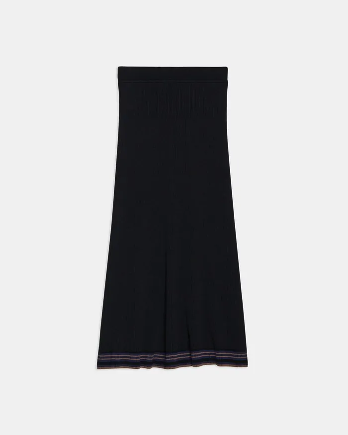 Women Theory Skirts PullOn Midi Skirt In Rib Knit Black Multi