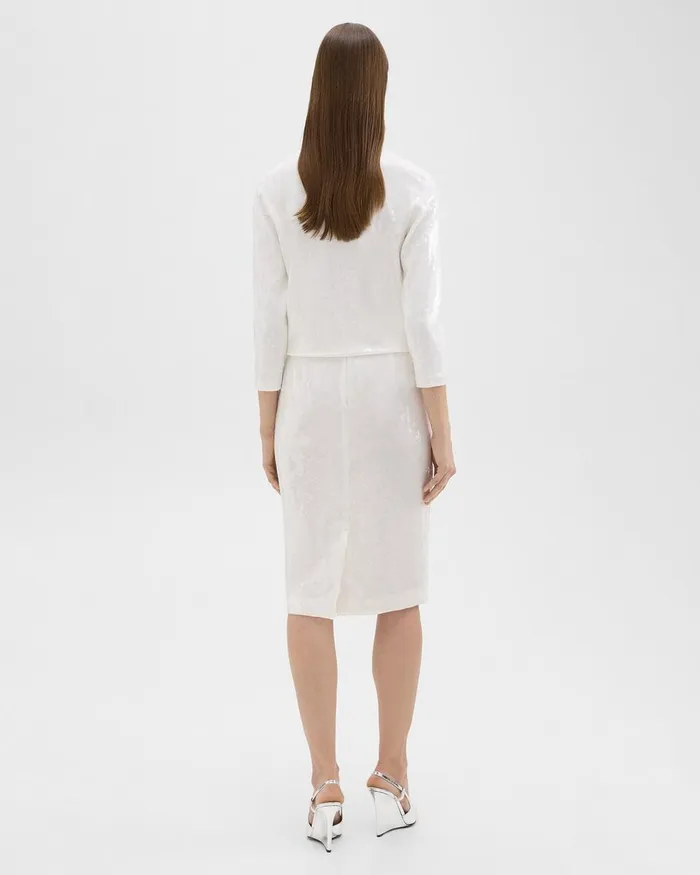 Women Theory Skirts Slim Pencil Skirt In Recycled Sequins White
