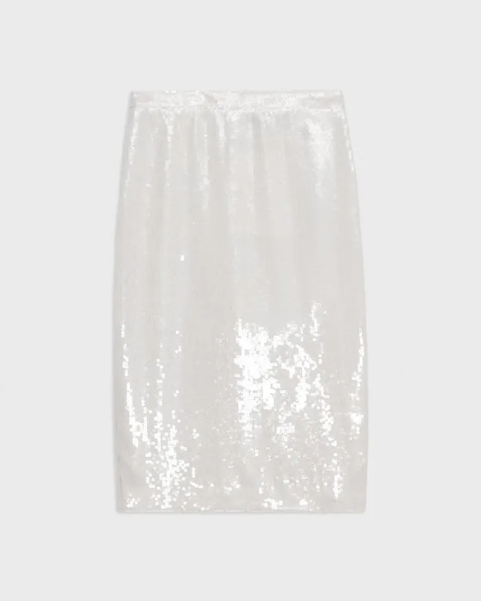 Women Theory Skirts Slim Pencil Skirt In Recycled Sequins White