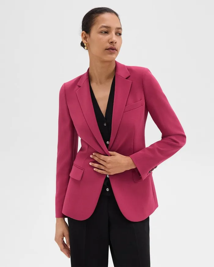 Women Theory Suits Staple Blazer In Admiral Crepe Deep Rose
