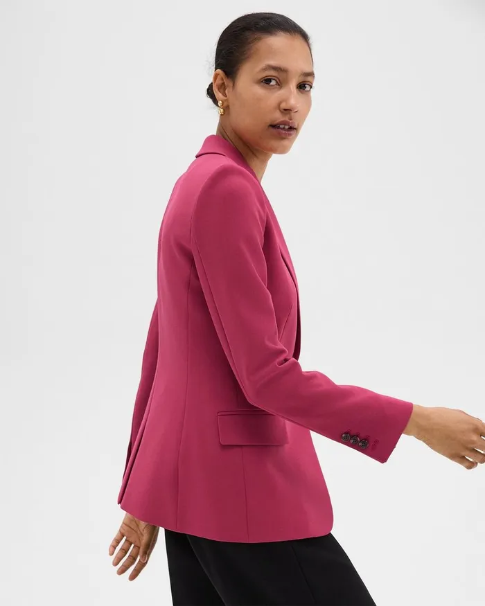 Women Theory Suits Staple Blazer In Admiral Crepe Deep Rose