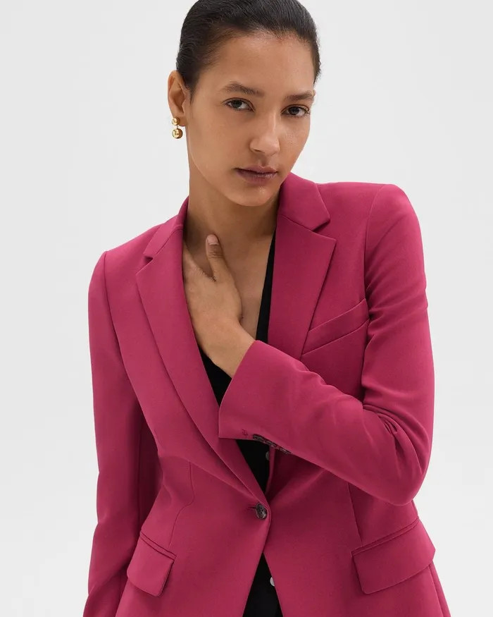 Women Theory Suits Staple Blazer In Admiral Crepe Deep Rose