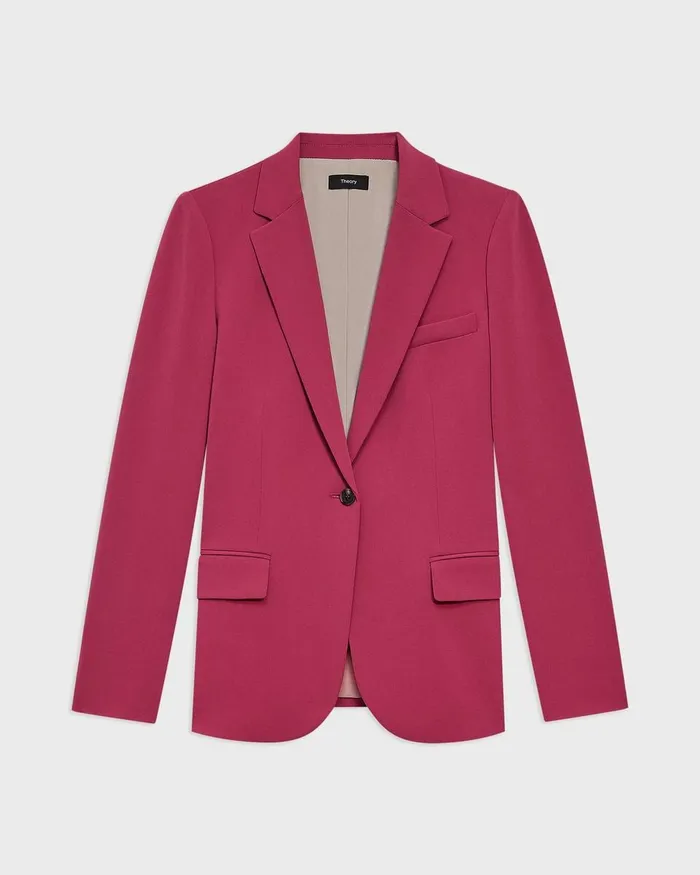 Women Theory Suits Staple Blazer In Admiral Crepe Deep Rose