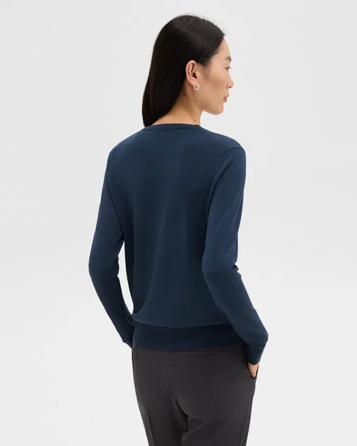 Women Theory Sweaters Cardigans Crewneck Sweater In Regal Wool Ash Blue