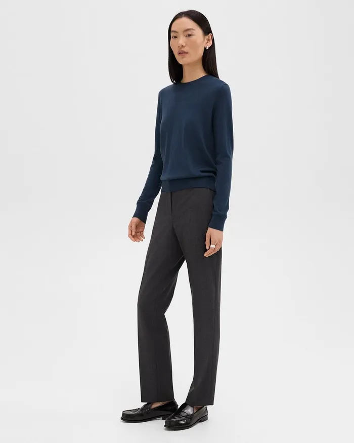 Women Theory Sweaters Cardigans Crewneck Sweater In Regal Wool Ash Blue
