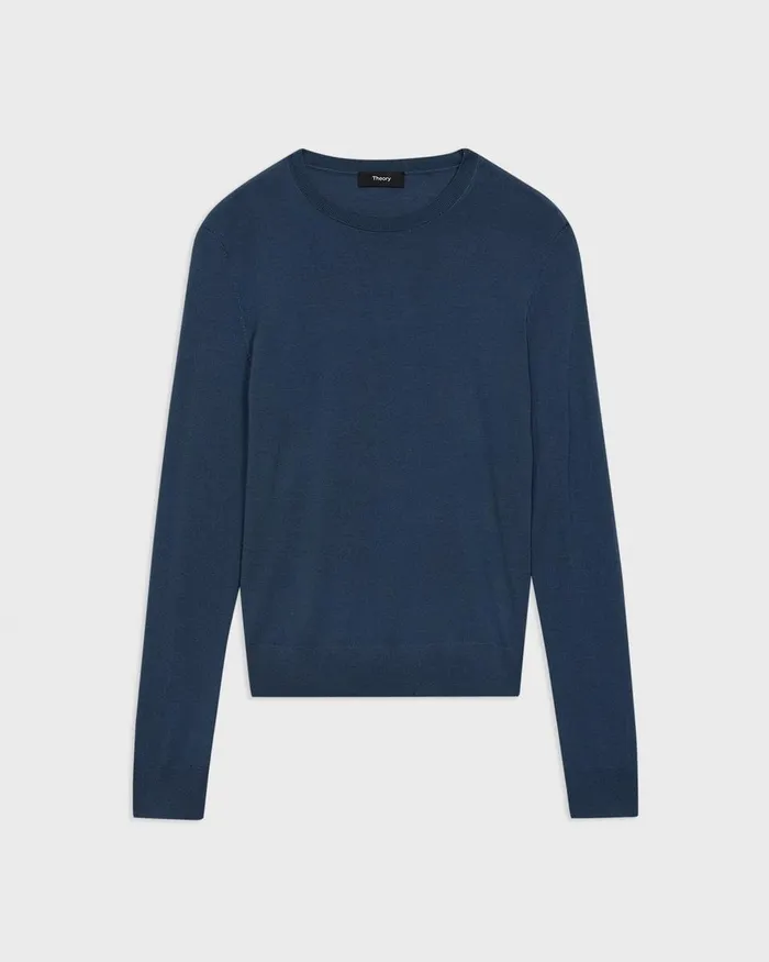 Women Theory Sweaters Cardigans Crewneck Sweater In Regal Wool Ash Blue