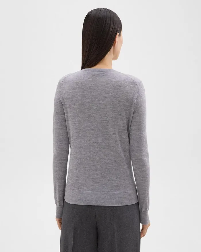 Women Theory Sweaters Cardigans Crewneck Sweater In Regal Wool Cool Heather Grey