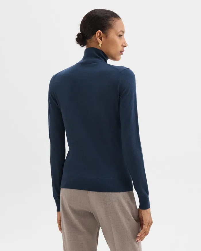Women Theory Sweaters Cardigans Turtleneck Sweater In Regal Wool Ash Blue