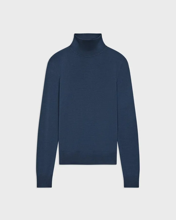 Women Theory Sweaters Cardigans Turtleneck Sweater In Regal Wool Ash Blue