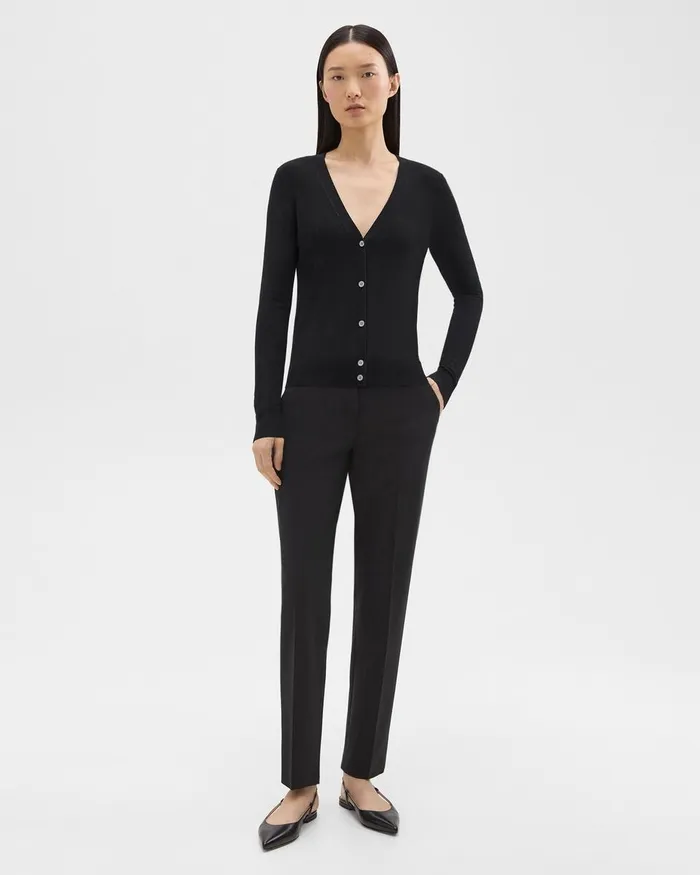 Women Theory Sweaters Cardigans VNeck Cardigan In Regal Wool Black
