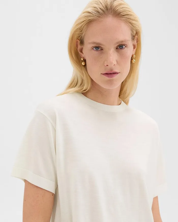 Women Theory TShirts Tank Tops Boxy Tee In Regal Wool New Ivory
