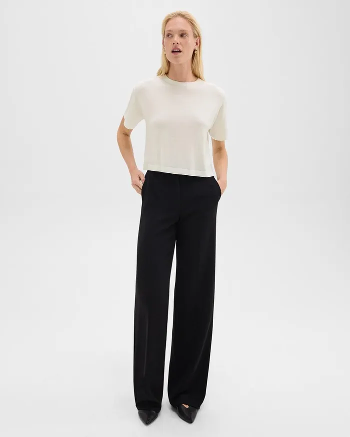 Women Theory TShirts Tank Tops Boxy Tee In Regal Wool New Ivory