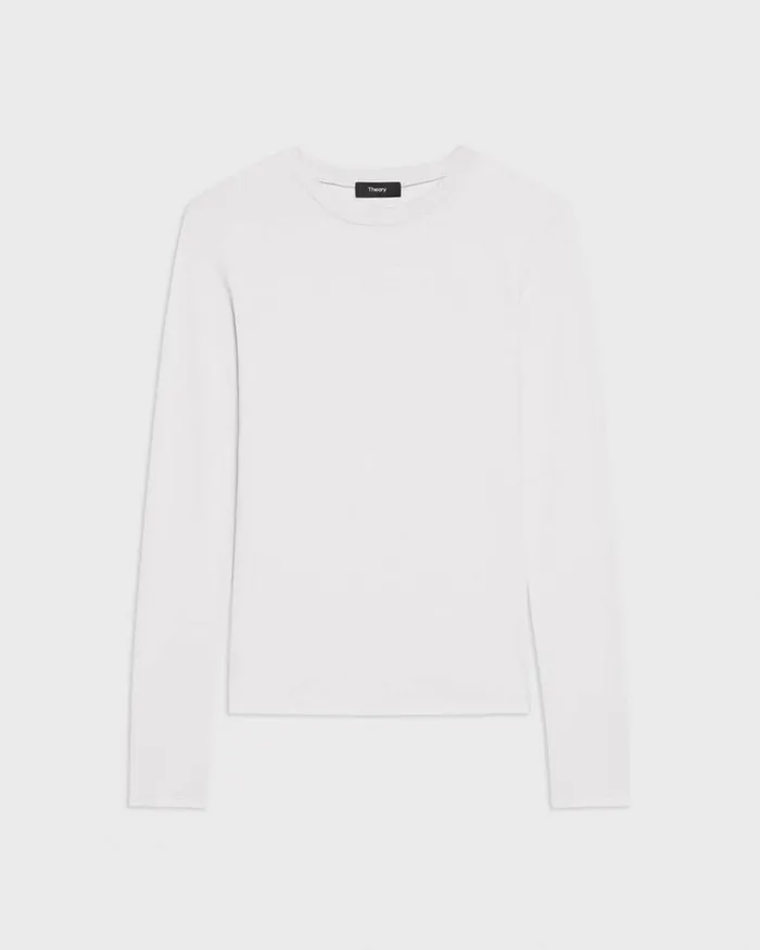 Women Theory TShirts Tank Tops Tiny LongSleeve Tee In Organic Cotton White