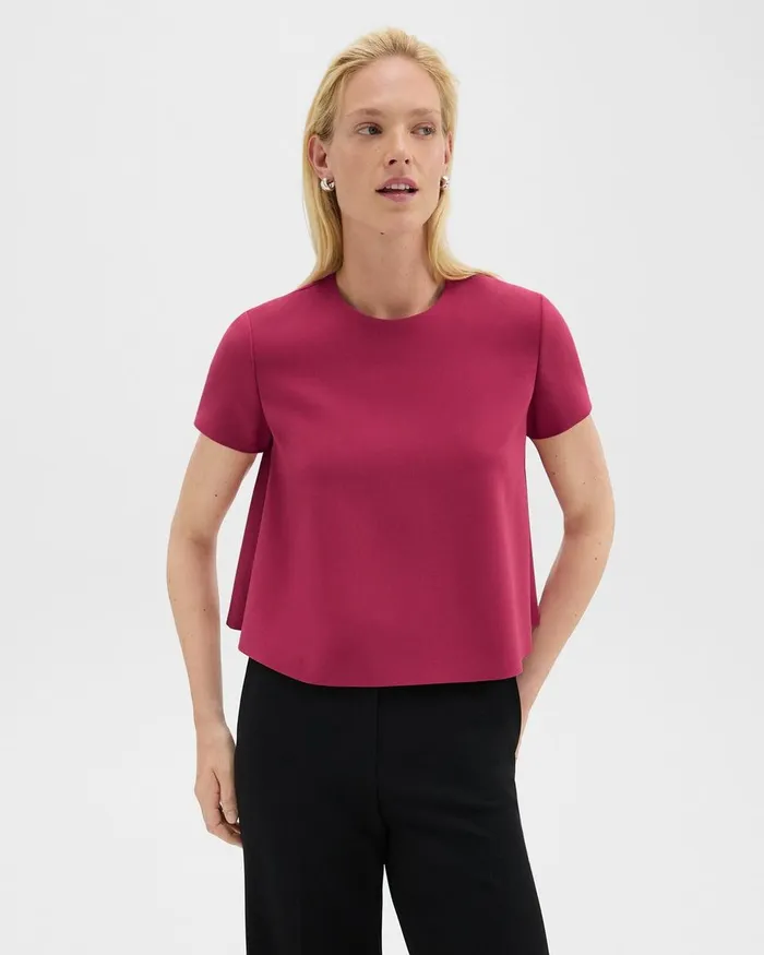 Women Theory Tops ALine Top In Admiral Crepe Deep Rose