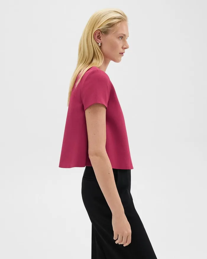 Women Theory Tops ALine Top In Admiral Crepe Deep Rose