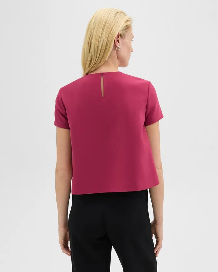 Women Theory Tops ALine Top In Admiral Crepe Deep Rose