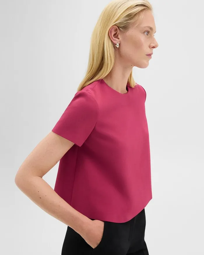 Women Theory Tops ALine Top In Admiral Crepe Deep Rose