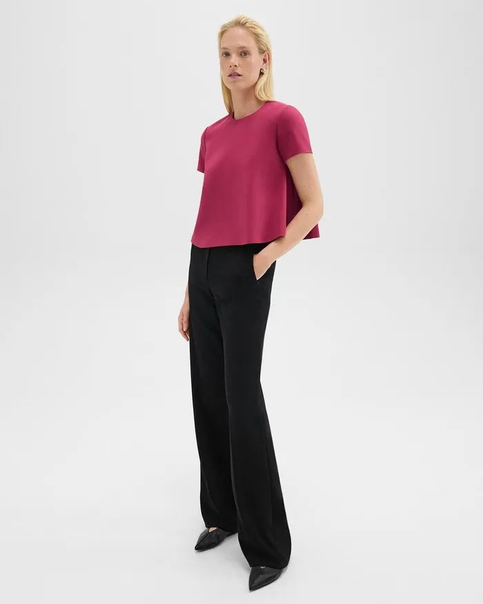 Women Theory Tops ALine Top In Admiral Crepe Deep Rose