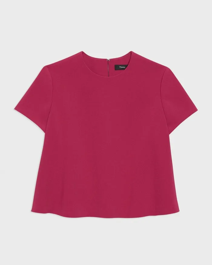 Women Theory Tops ALine Top In Admiral Crepe Deep Rose