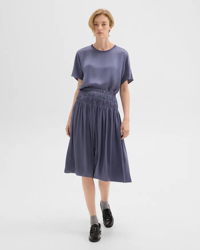 Women Theory Tops Dolman Sleeve Tee In Recycled Satin Aged Sapphire