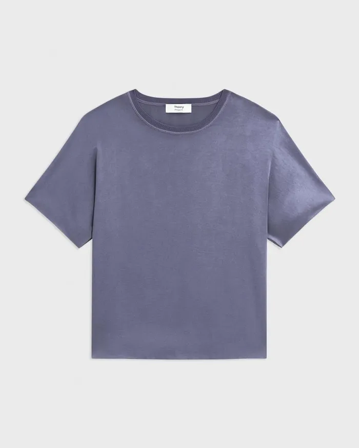 Women Theory Tops Dolman Sleeve Tee In Recycled Satin Aged Sapphire