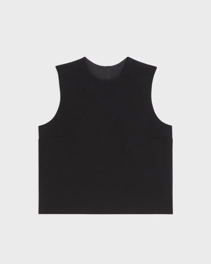 Women Theory Tops Sleeveless Crewneck Top In Admiral Crepe Black