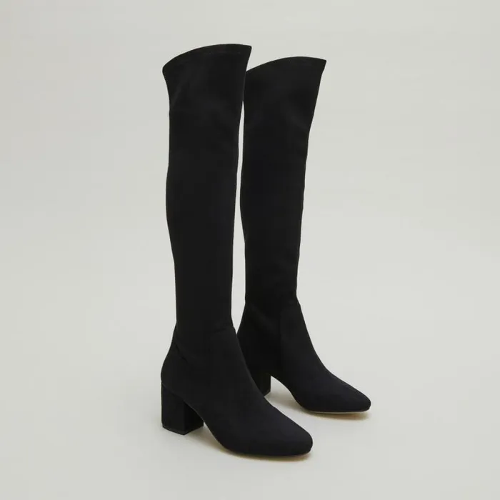 Women Thighhigh Boots With Low Heels Black JONAK Boots Thighhigh Boots