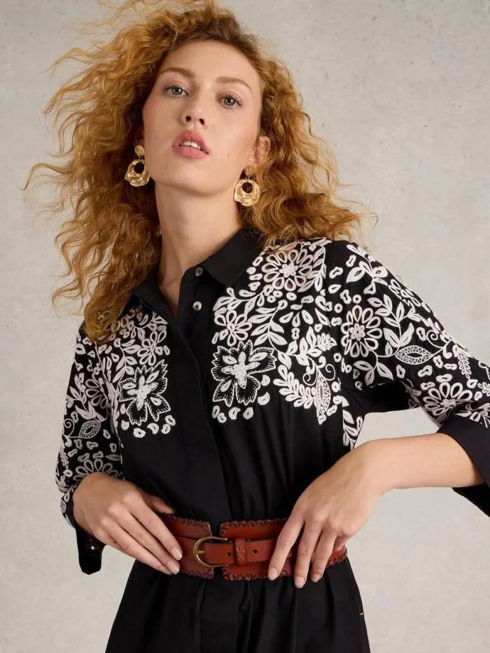 Women Thyme Embroidered Shirt Dress Black Multi White Stuff Dresses Women Thyme Embroidered Shirt Dress Black Multi White Stuff Dresses