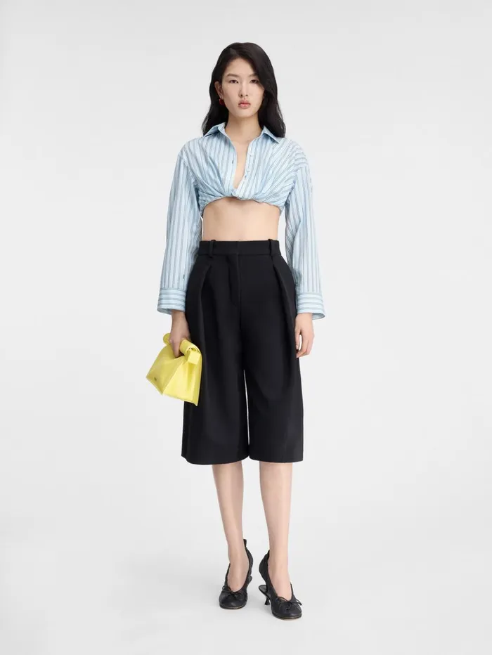 Women Tops and Shirts JACQUEMUS The Bahia Cropped Shirt Print Blue Stripes